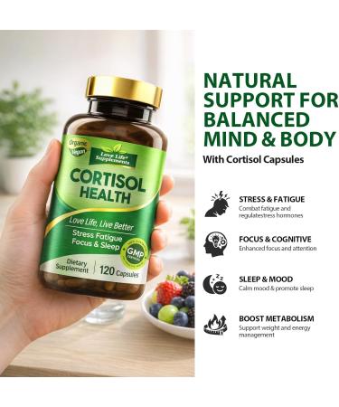 Cortisol Supplements for Women/Men Advanced Stress & Cortisol Support with Ashwagandha & Rhodiola Rosea Promotes Relaxation Mood Focus and Restful Sleep for Men and Women 120 Capsules - Buy Online on GoSupps.com