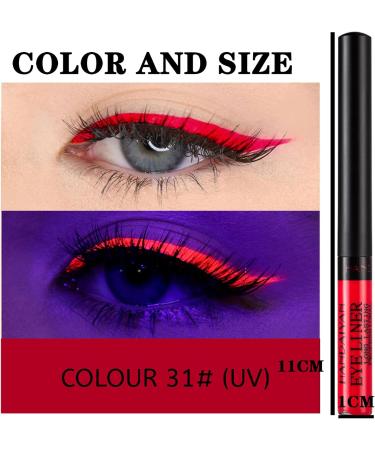 HISUNBEN Matte Liquid Eyeliner Neon Rainbow Colorful Eyeliner Pencil Waterproof Long Lasting Smudgeproof Eye Liners Makeup Gift For Women UV Red - Buy Online on GoSupps.com