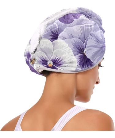 Super Absorbent White Violet Pansy Flowers Hair Towel 2 Pack - Quick Dry Hair Turbans & Twisty Wraps for Women & Girls - Buy Online on GoSupps.com