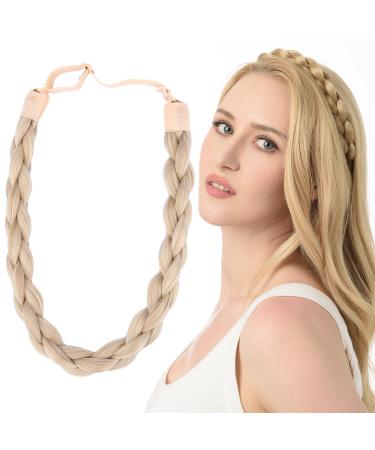 Gledola Chubby Narrow Synthetic Hair Braided Headband Classic Chunky Plaited Braids Elastic Stretch Hairpiece Women Girl Beauty accessory 58g (Honey Blonde)