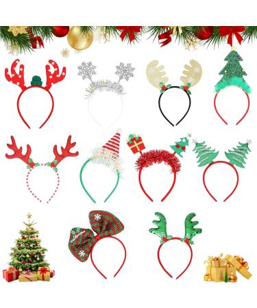 Makone Christmas Headband 10 Styles Reindeer Antlers Fun Christmas Tree Santa Hat Headdress for Kids Adults #06