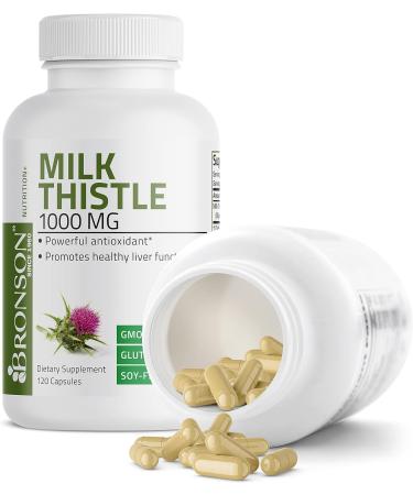 Bronson Milk Thistle 1000mg Capsules - Liver Health & Antioxidant Support - Non-GMO - 120ct (1 Pack) - Buy Online on GoSupps.com