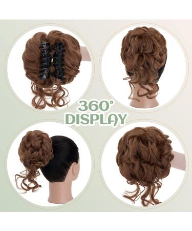 Synthetic Claw Clip Messy Bun Hairpiece, Light Auburn 30 - Women's Curly Wavy Updo Chignon Scrunchie Ponytail Extension by S-Noilite - Buy Online on GoSupps.com