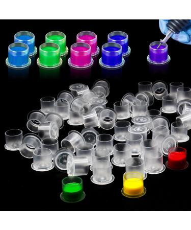CINRA Tattoo Ink Caps, 500Pcs Tattoo Ink Cups #17 Disposable Plastic Pigment Tattoo Ink Caps Cups with Base Tattoo Permanent Makeup Container Cap Large Pigment Caps for Tattoo Ink, Tattoo Supplies Large (500 Count)