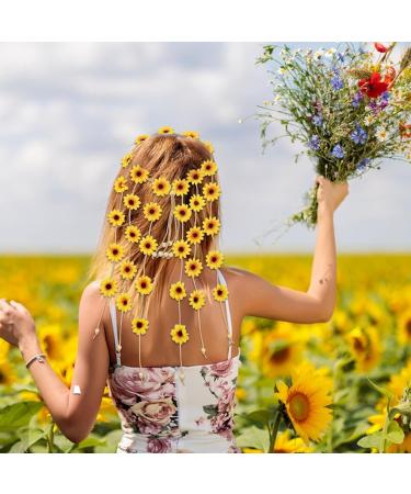 Sunflower Hair Accessories Sunflower Headband Floral Hippie Accessories Flower Wreath Hair for Carnival Wedding - Buy Online on GoSupps.com