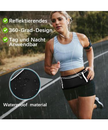 WuGU Waterproof Running Belt with 3 Pockets | Adjustable Jogging Bag & Bum Bag with Reflective Tape & Headphone Jack - Buy Online on GoSupps.com