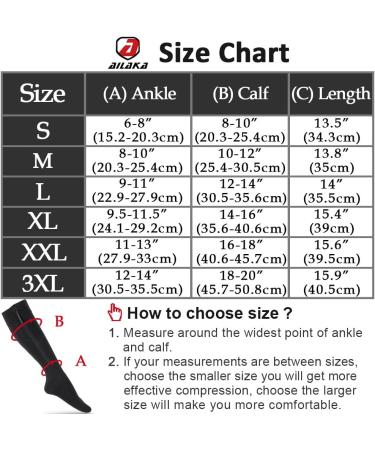 Ailaka Zipper Compression Socks 15-20mmHg Knee High Support for Men Women - Black (1 Pair) - Buy Online on GoSupps.com