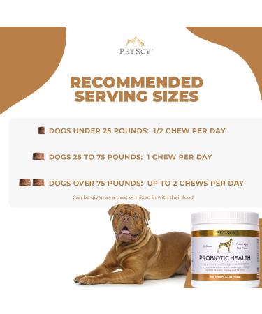 PetScy Probiotic Chews for Dogs | Prebiotic Fiber & Omega-3 | Improves Skin, Coat & Gut Health | 30 Chews - Buy Online on GoSupps.com