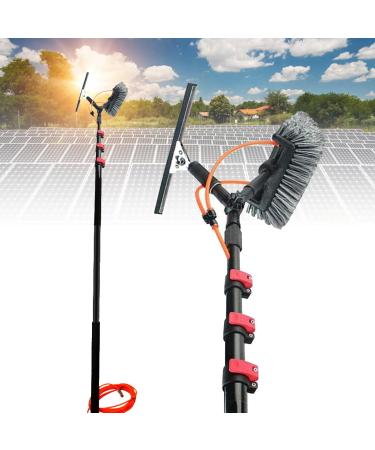 Water Fed Pole Kit 12ft-39ft Length Water Fed Brush w/Squeegee Water Fed Cleaning System 2-in-1 Aluminum Outdoor Window Cleaner Hose Cleaning Tool for Window Glass 39FT/12M