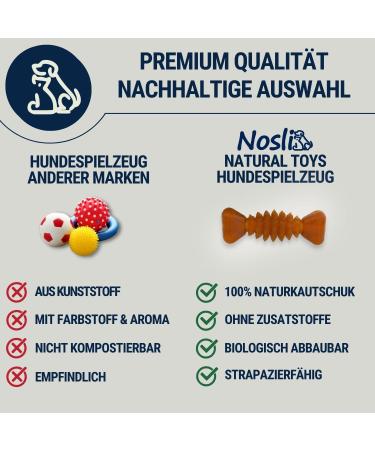 Nosli Natural Rubber Dog Dental Bones | Non-Toxic Chewing Toys | Eco-Friendly Dog Bone with Knob - Buy Online on GoSupps.com