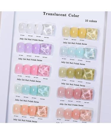 OPUIU 10 Pcs Pastel Jelly Gel Nail Polish Set - Summer Translucent Sheer Shellac Kit - Buy Online on GoSupps.com