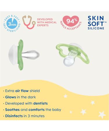 FENRIR MAM Air Night Orthodontic Pacifier 2 Pack | Unisex Baby Soothers - International Shipping Available - Buy Online on GoSupps.com