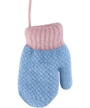 Kids Toddlers Winter Thermal Gloves Mittens - Blue | Ages 1-4 | Fleece Lined, Anti-Lost String - Buy Online on GoSupps.com