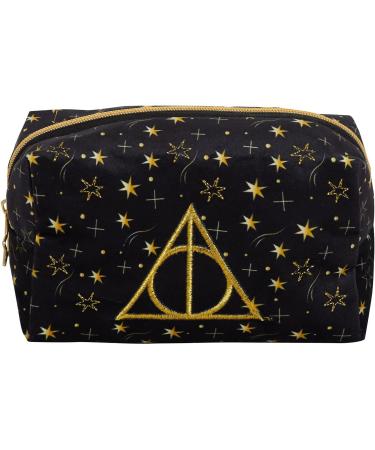 Harry Potter Makeup Bag | Black Velvet Cosmetic Toiletries Case for Women & Girls | Deathly Hallows Travel Accessory Gift - Buy Online on GoSupps.com