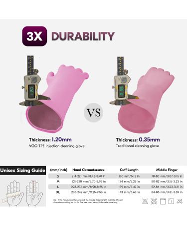 VGO Household Gloves - TPE Latex-Free Super Thick Slide-Resistant Cleaning Gloves for Kitchen Bathroom and Garden | Pink XL (1 Pack) - Buy Online on GoSupps.com