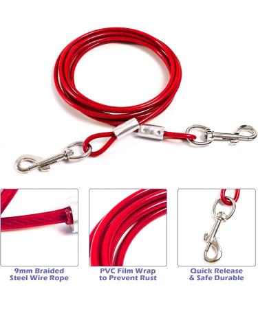 JETOP Heavy Duty Dog Stake & 10 ft Dog Chains Steel Spiral Ground Dog Spike for Outdoor Yard and Camping Dog Camping Accessories for Puppy Pet and Medium Dogs (176 lbs of pull) (Red) - Buy Online on GoSupps.com