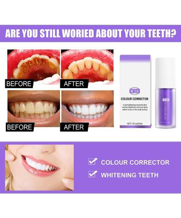 2pcs Purple Teeth Whitening Toothpaste Kit - Stain Removal & Brightness Booster - Buy Online on GoSupps.com