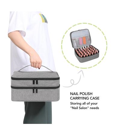 KGMCARE Travel Nail Polish Organizer - Holds 42 Bottles - Large Capacity Double-Layer Carrying Case for Manicure Set - Portable Storage Bag in Gray - Buy Online on GoSupps.com