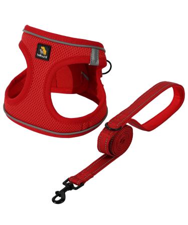 Bella & Pal dog harness Small dogs with a leash step-in dishes made of Air mesh anti-train reflective breathable breast dishes puppy dishes for small dogs cat dishes red l l (42-50cm breast size) red