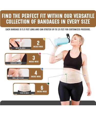 Premium Elastic Bandage Wrap (4 Wide 50 Pack) - Latex Free Compression Bandages - Washable & Reusable Athletic/Medical Support - Nexskin - Buy Online on GoSupps.com