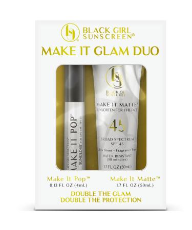 Face & Lip Sunscreen Make It Glam Duo 1 SPF 45 Make it Matte Clear Sunscreen for Face & 1 Make it Pop SPF 50 Sungloss for Protected Poppin' Lips