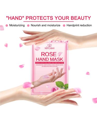 Rose Moisturizing Hand Peel Mask (5 Pack) Exfoliating and Hydrating Gloves for Baby Soft Hands - Repair Dry and Rough Skin - Men and Women - Buy Online on GoSupps.com
