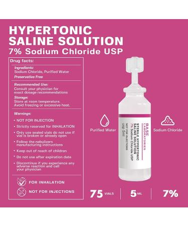 Base Labs 7% Hypertonic Saline Solution for Nebulizer Machine - 75 Vials (5ml) - Respiratory Treatment for Clearing Lungs - Inhalation Saline Solution - Buy Online on GoSupps.com
