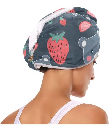 Grey Bear & Strawberry Hair Towel 2 Pack | Super Absorbent Quick Dry Hair Turbans for Women & Girls - Buy Online on GoSupps.com