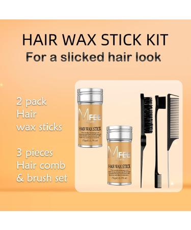 MULAFEE 2 Pack Hair Wax Stick with Hair Comb Set Wax Stick for Smooth Hair Wigs Non-Greasy Styling Wax for Fly-Away and Edge Frizz 3 Pcs Slick Brush Set - Buy Online on GoSupps.com