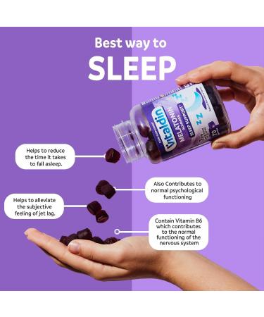 VITALDIN Melatonin Gummies - 1mg per dose - 70 gums (for 2 months) Blackberry Flavor - Helps Improve Sleep Quality - Gluten Free - for Kids and Adults - Buy Online on GoSupps.com