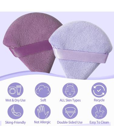 2-Piece Triangular Velvety Powder Quaste Set - Perfect for Pressed Powder Under Eye Makeup (Purple) - International Shipping Available - Buy Online on GoSupps.com