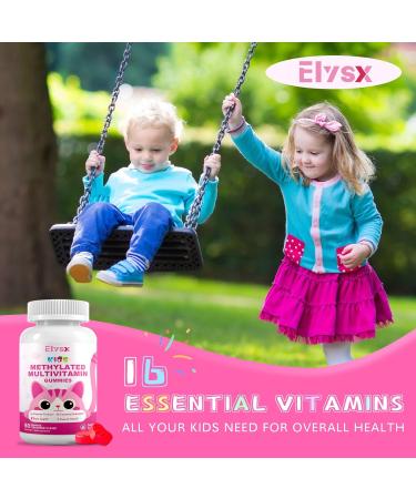 Kids Methylated Multivitamin Chewable Gummies MTHFR Supplement with L Methylfolate Magnesium Biotin Choline Inositol DHA TMG & Coq 10 Immune & Brain Support Strawberry Flavor 60 Ct 60 Count (Pack of 1) - Buy Online on GoSupps.com