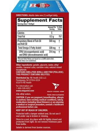 Buy Megared Omega-3 Fish Oil & Krill Oil 500mg - 80 Softgels | High Absorption & Ultimate Heart Health - Buy Online on GoSupps.com