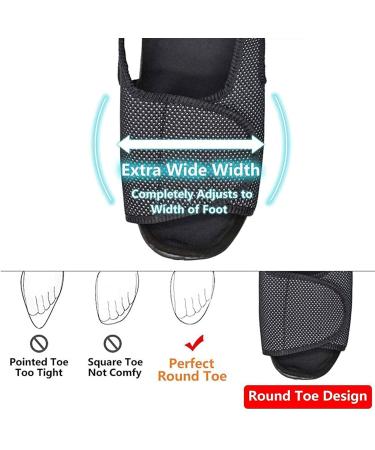 Women's Extra Wide Diabetic Sandals | Adjustable Velcro Closure | Arthritis & Edema Comfort | Indoor & Outdoor Slippers for Swollen Feet - Size 41, Black - Buy Online on GoSupps.com