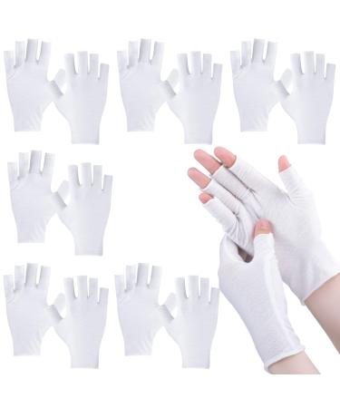 Geyoga 6 Pairs Fingerless Moisturizing Gloves Eczema Cotton Gloves for Adults Half Finger Touchscreen Glove Lotion Gloves Overnight Dry Hands for Women Sleeping Gloves