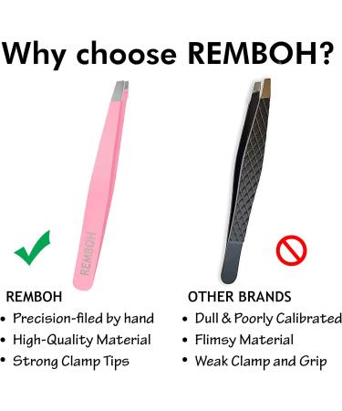 Remboh Professional Stainless Steel Slant Tweezers - Precision Eyebrow Tweezers (Pink, Pack of 2) - Buy Online on GoSupps.com