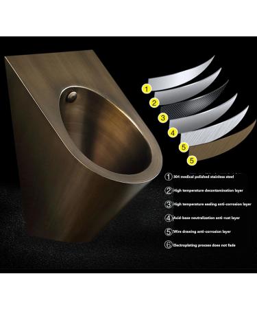 Stainless Steel Urinal Smart Men's Wall Mounted Sensor Urinal - Commercial Splash-Proof Toilet for Bar with Automatic Flush System RoseGold - Buy Online on GoSupps.com