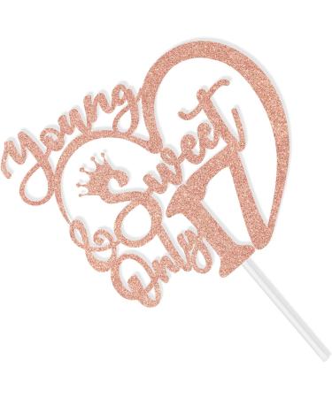 RLXPT Happy 17th Birthday Cake Topper Young Sweet & Only 17 Cake Decorations Dancing Queen 17 17th Birthday Party Decorations Rose Gold Glitter - Buy Online on GoSupps.com