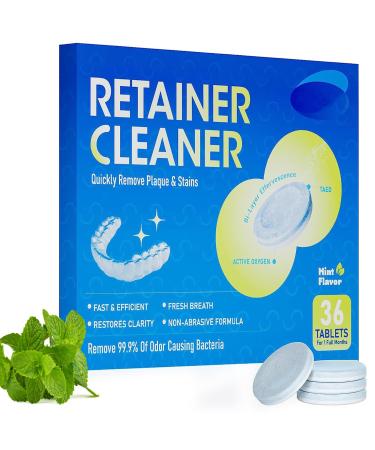 AONAT Cleaning Tablets Denture Cleaner Retainer Cleaning Tablets Mouth Guard Cleaner for Cleaning & Disinfecting Dentures & Orthodontic Dental Appliances 36 Tablets