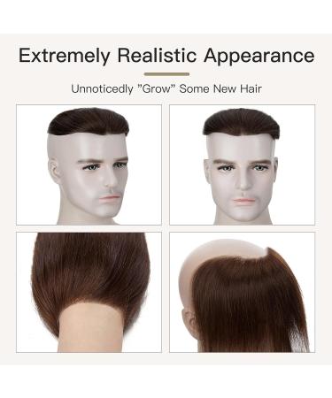Elailite Men's Toupee V-Shape Hairline Hair Extension Real Human Hair Invisible Forehead Hairpiece Fringe Bang Replacement System (4 * 18cm) (#02 Dark Brown 6 Inch) 6 Inch FRINGE #02 Dark Brown - Buy Online on GoSupps.com