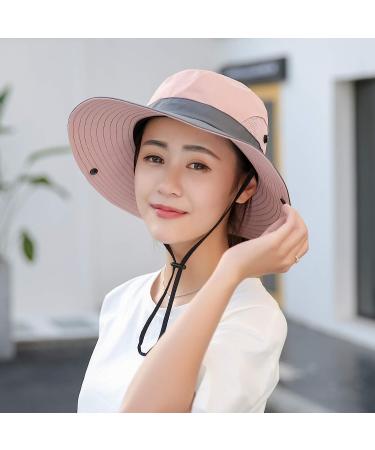 Women's Pink Summer Sun-Hat Ponytail | UV-Protection Mesh Wide Brim Foldable Hat - Buy Online on GoSupps.com