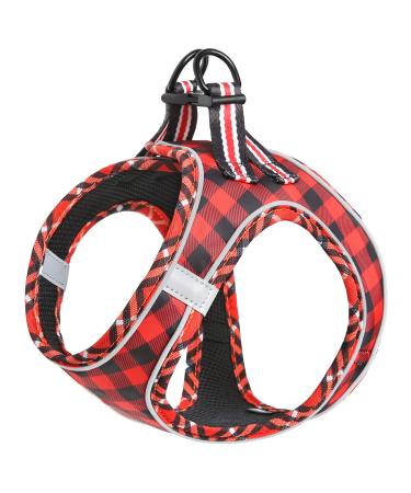 Heele dog harness dogs little dog harness anti -train breathable breast dishes no pull safety harness reflectively adjustable soft for small dogs walking training plaid red l