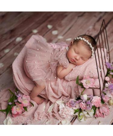 Pink Lace Newborn Photography Outfit for Girls | Pearl Lace Romper Props | Baby Photo Props | Short Sleeve (0-2 months) - Buy Online on GoSupps.com