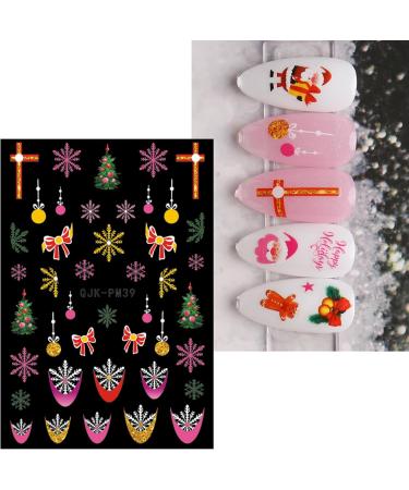 JMEOWIO 10 Sheets Christmas Pink Nail Art Stickers Decals Self-Adhesive Snowflake Winter Holiday Cute Elk Nail Supplies Nail Art Design Decoration Accessories - Buy Online on GoSupps.com