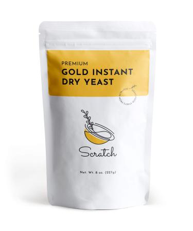 Scratch Gold Instant Rapid-Rise Dry Yeast - Premium Baking Ingredients - Perfect for Making Bread, Pizza, Dough, & Crusts - Quick Rising All Purpose - (Gold 8oz) (1 Packet) 8 Ounce (Pack of 1)