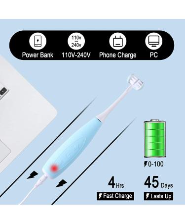 Kids Rechargeable Electric Toothbrush | U31 Sonic with Food Grade Silicone Bristles | 2 Brush Heads | Blue - Boys & Girls - Buy Online on GoSupps.com
