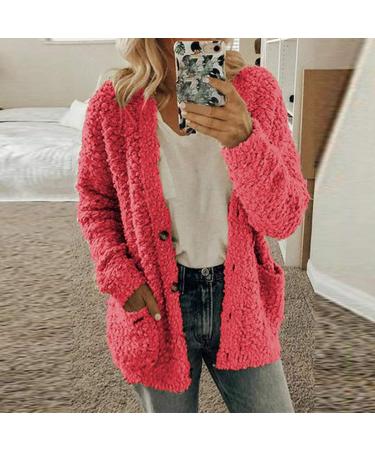 Hanxiulin Women's Fleece Jacket - Plush Cuddly Sweatshirt Warm Outdoor Cardigan Coat & Hoodies - XXL Pink - Buy Online on GoSupps.com