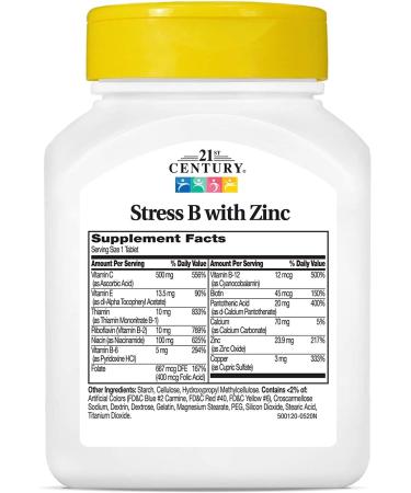 21st Century Stress Vitamin B with Zinc 66 Tabs - Natural Support for Stress Management - Buy Online on GoSupps.com