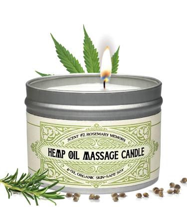 Massage Oil Candle for Pure Relaxation - Made from Organic Hemp Oil Seeds - Amazing Gift for Women & Men by Alter Native - Made in The USA - Rosemary Scent - 6 oz Rosemary 6 Ounce