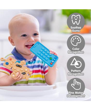 2-Pack Baby Biting Toys - Soft Silicone Robot Phone Design Teething Aids for 0-3 Years | Ideal Dental Gift for Newborns & Toddlers - Buy Online on GoSupps.com